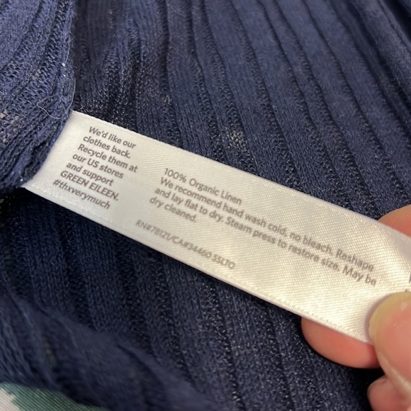 Eileen Fisher Petite Navy Linen Open Front Cardigan Size XS/P - Picture 6 of 6